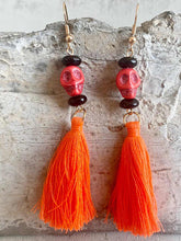 Exaggerated Handmade Skull Pumpkin Tassel Earrings